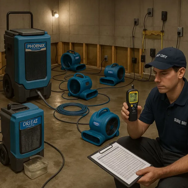 Structural Drying and Dehumidification process in Whiteman Air Force Base, MO